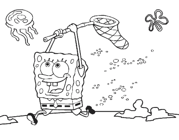 DIBUJO PARA COLOREAR DE BOB ESPONJA CAZA MEDUSAS : ACTIVIDADES PARA NIÑOS